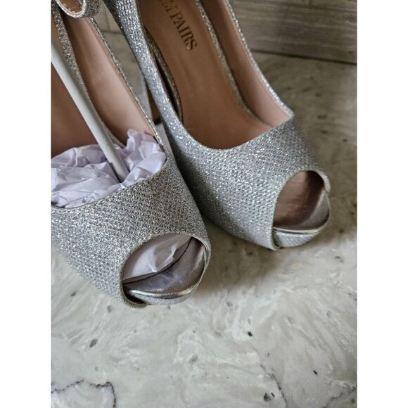 DREAM PAIRS Swan 10 Silver Glitter High Heel Platform Dress Pumps Size 6 - Picture 10 of 15